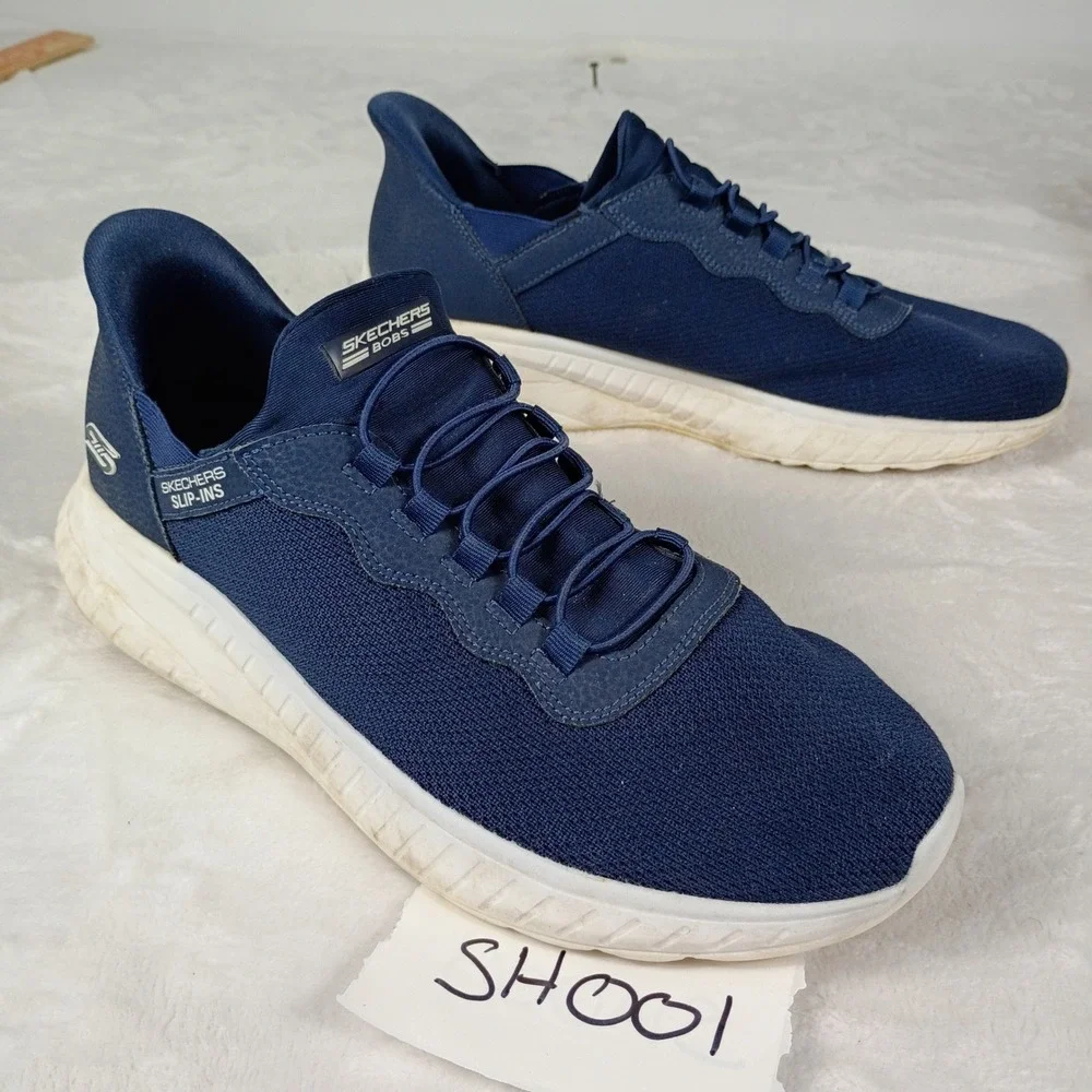 Skechers Bobs Slip-ins Sneaker Mens 10.5 Navy Blue Athletic Comfort Walking Shoe